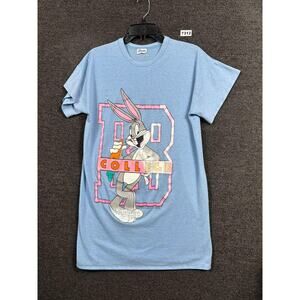 Vintage Bugs Bunny Shirt Womens Large Blue College Graphic Looney Tunes 80s